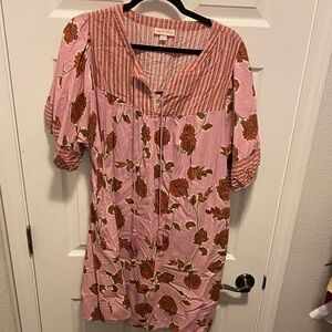 Knox Rose Pink and Orange Floral Midi Dress